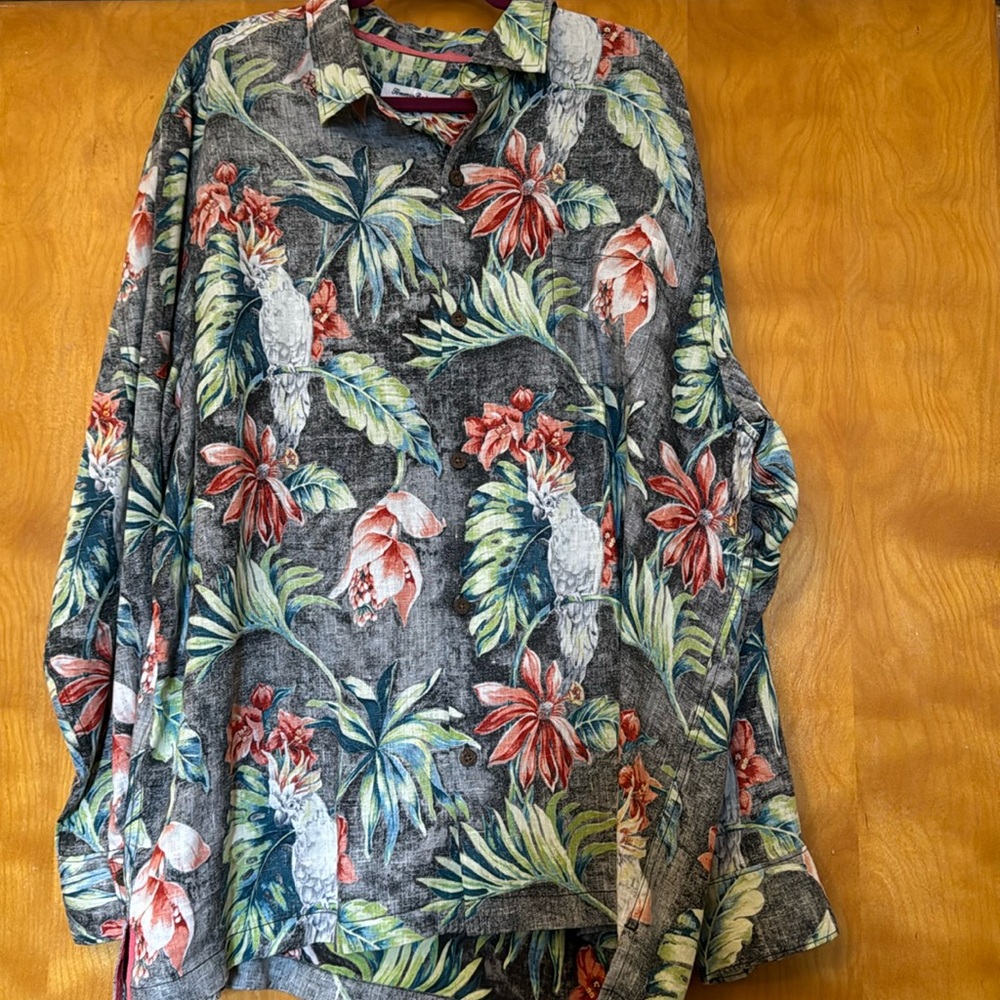 Tommy Bahama Gray Tropical Floral Button-Down Shirt